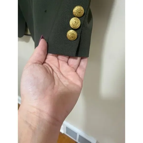 Vtg 90s Givenchy Monsieur Blazer 24x31 Green/ Gold Buttons*